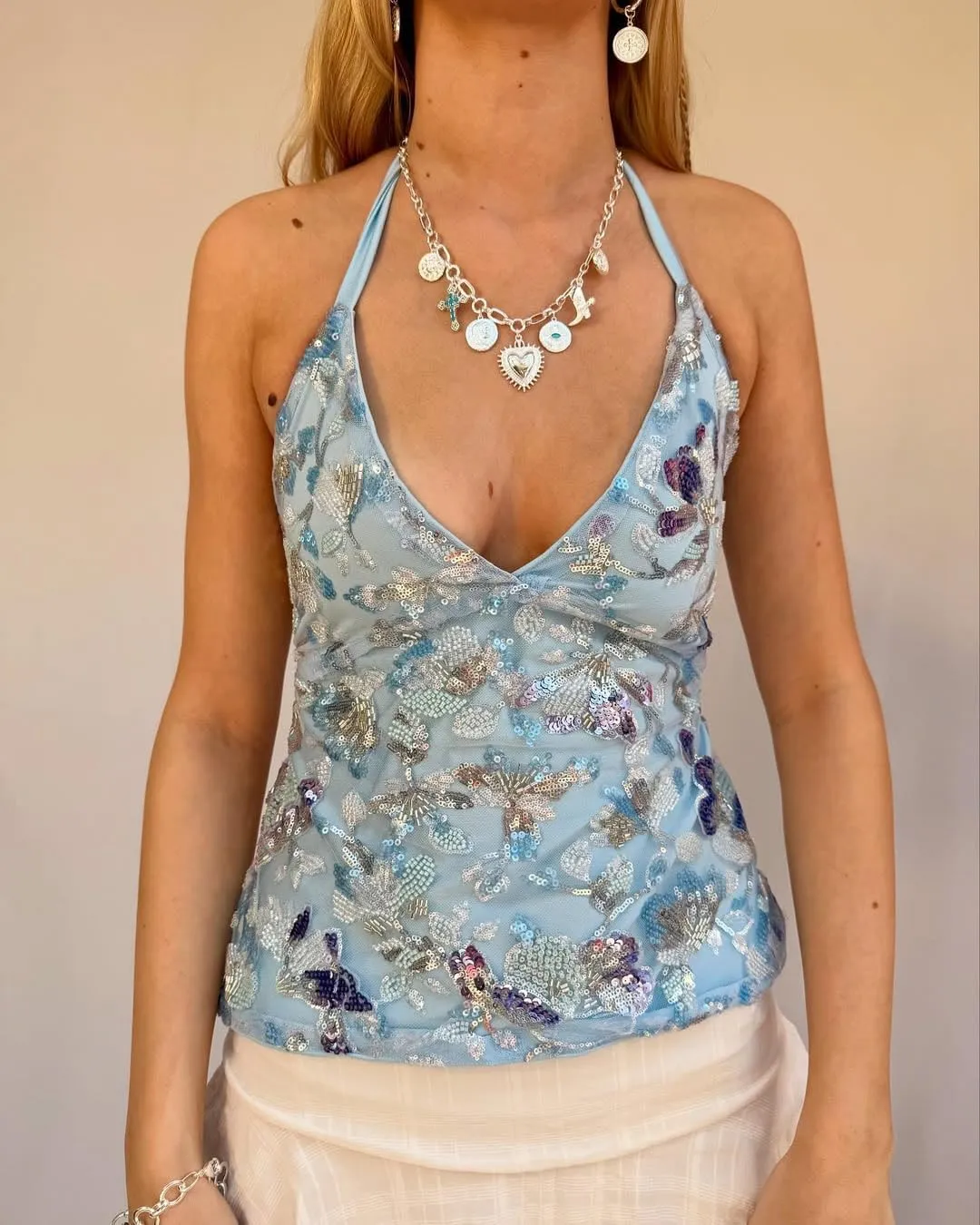 Women Y2k Glitter Sequin Cami Top Spaghetti Strap Backless Sparkle Camisole Sexy V Neck Going Out Tops Clubwear