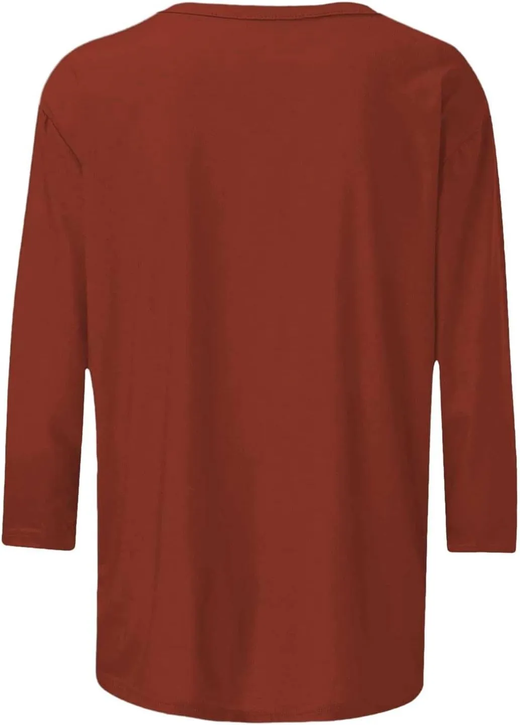 Womens 3/4 Length Sleeve Tops Solid Color Dressy Blouses Trendy Casual Crew Neck T Shirt