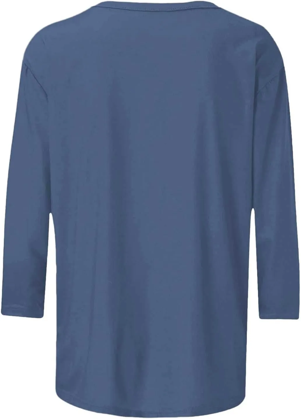 Womens 3/4 Length Sleeve Tops Solid Color Dressy Blouses Trendy Casual Crew Neck T Shirt