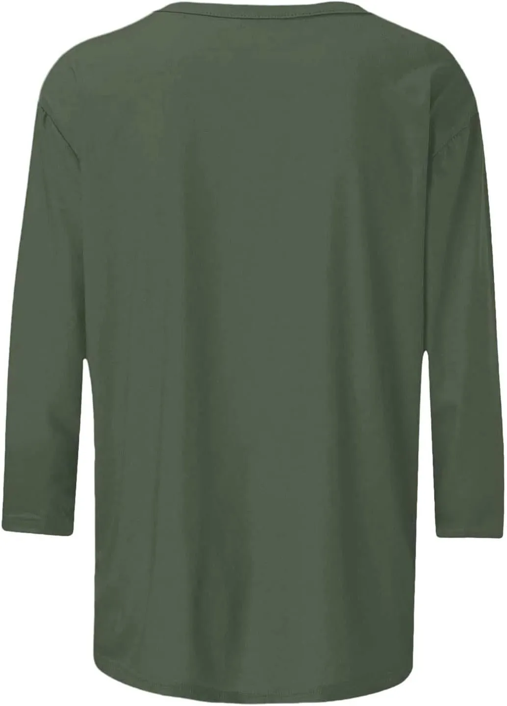 Womens 3/4 Length Sleeve Tops Solid Color Dressy Blouses Trendy Casual Crew Neck T Shirt