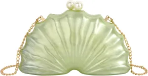 Women's Acrylic Seashell Evening Purse Chain Strap Shoulder Handbag Marble Wedding Party Crossbody Bag