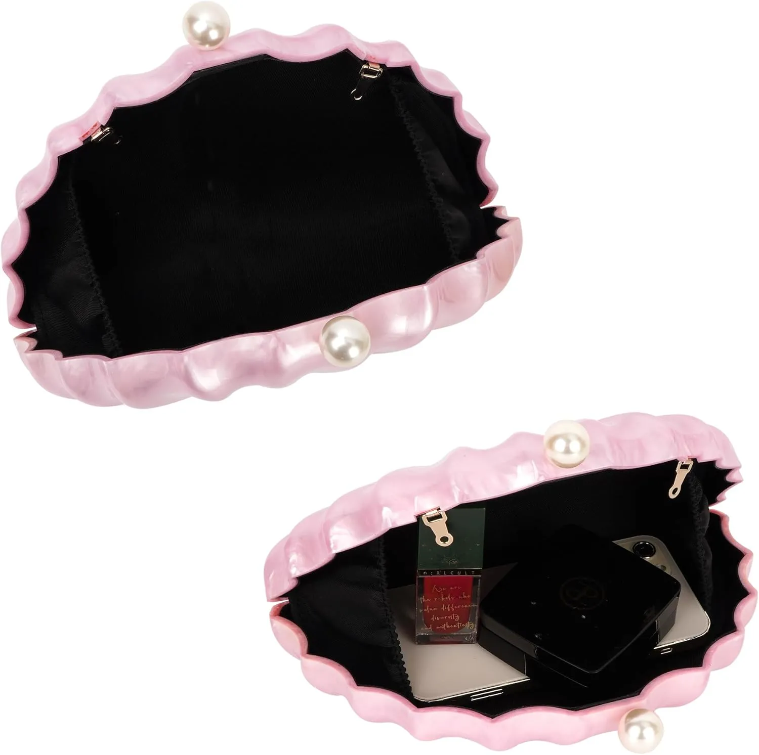 Women's Acrylic Seashell Evening Purse Chain Strap Shoulder Handbag Marble Wedding Party Crossbody Bag