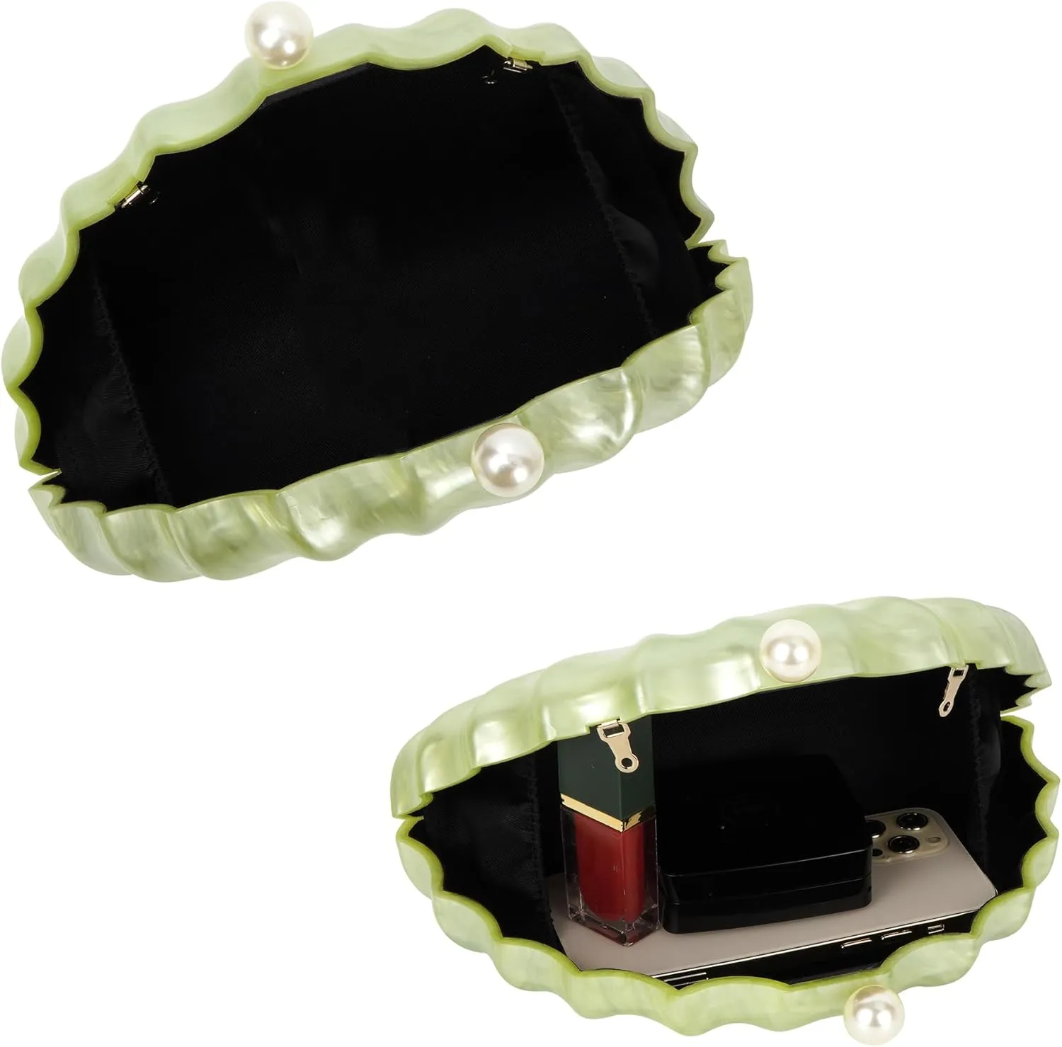 Women's Acrylic Seashell Evening Purse Chain Strap Shoulder Handbag Marble Wedding Party Crossbody Bag