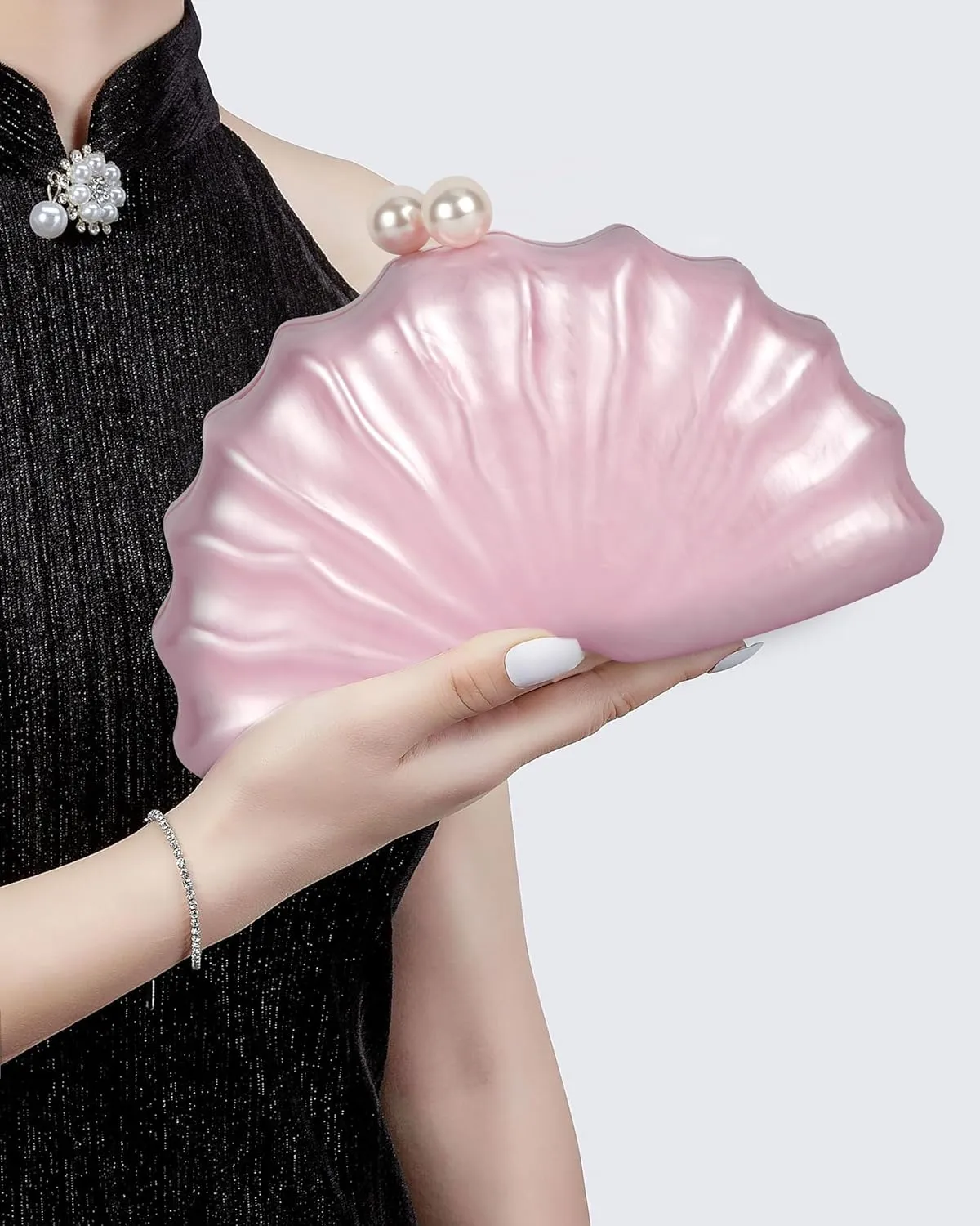 Women's Acrylic Seashell Evening Purse Chain Strap Shoulder Handbag Marble Wedding Party Crossbody Bag