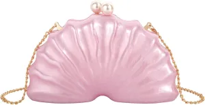 Women's Acrylic Seashell Evening Purse Chain Strap Shoulder Handbag Marble Wedding Party Crossbody Bag