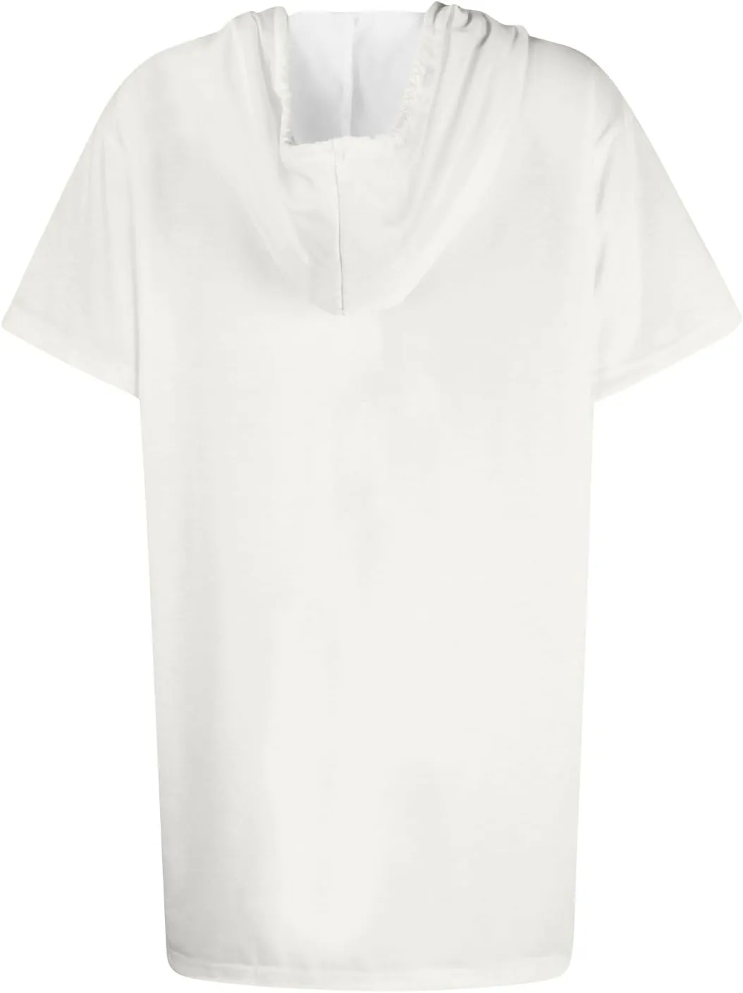 Women's Casual Summer Hoodies Short Sleeve Drawstring Hoodies Tops Front Pullover T-Shirts Tops