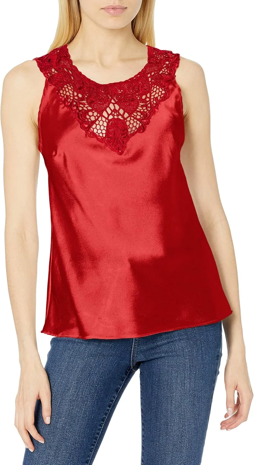 Women's Charmeuse Camisole with Medallion Lace