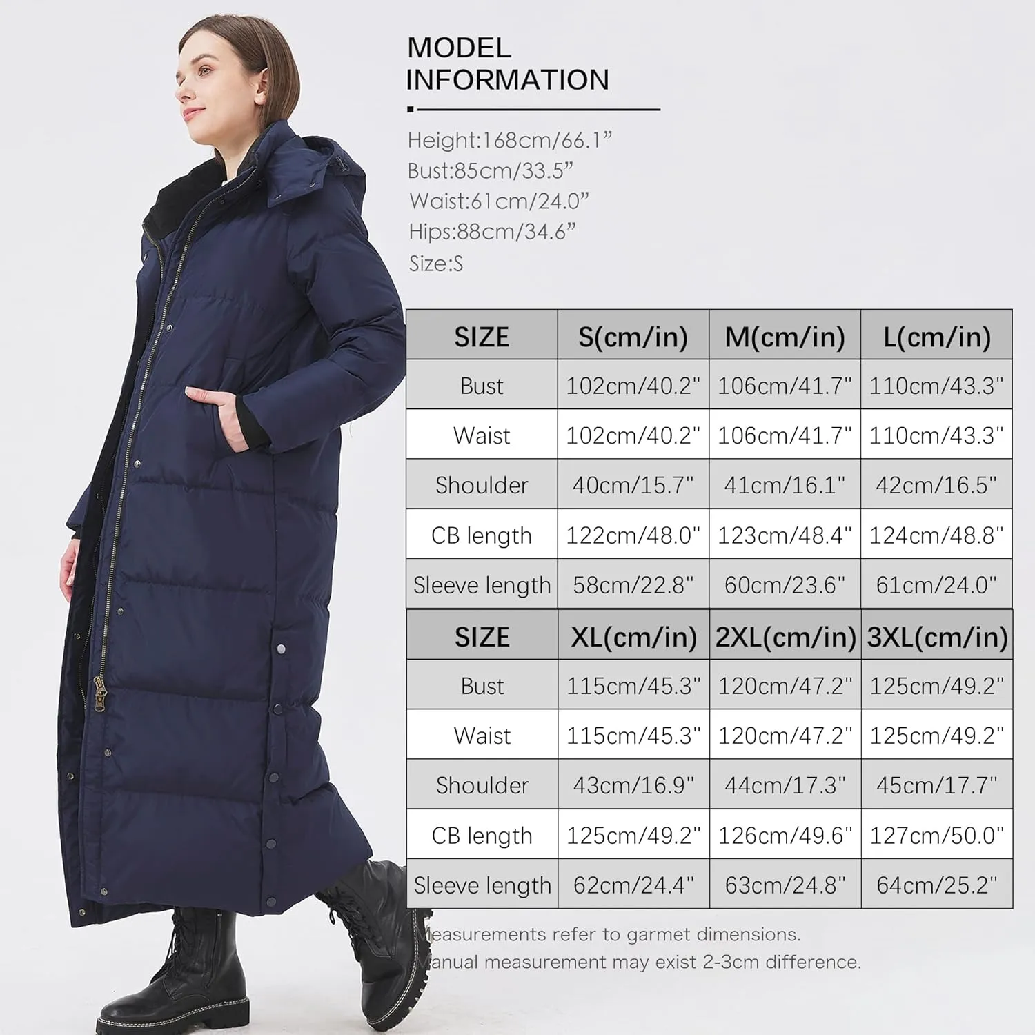 Women's Extra Long Thickened Down Jacket with Thermal Lining,Full Length Winter Puffer Down Coat with Hem Slit