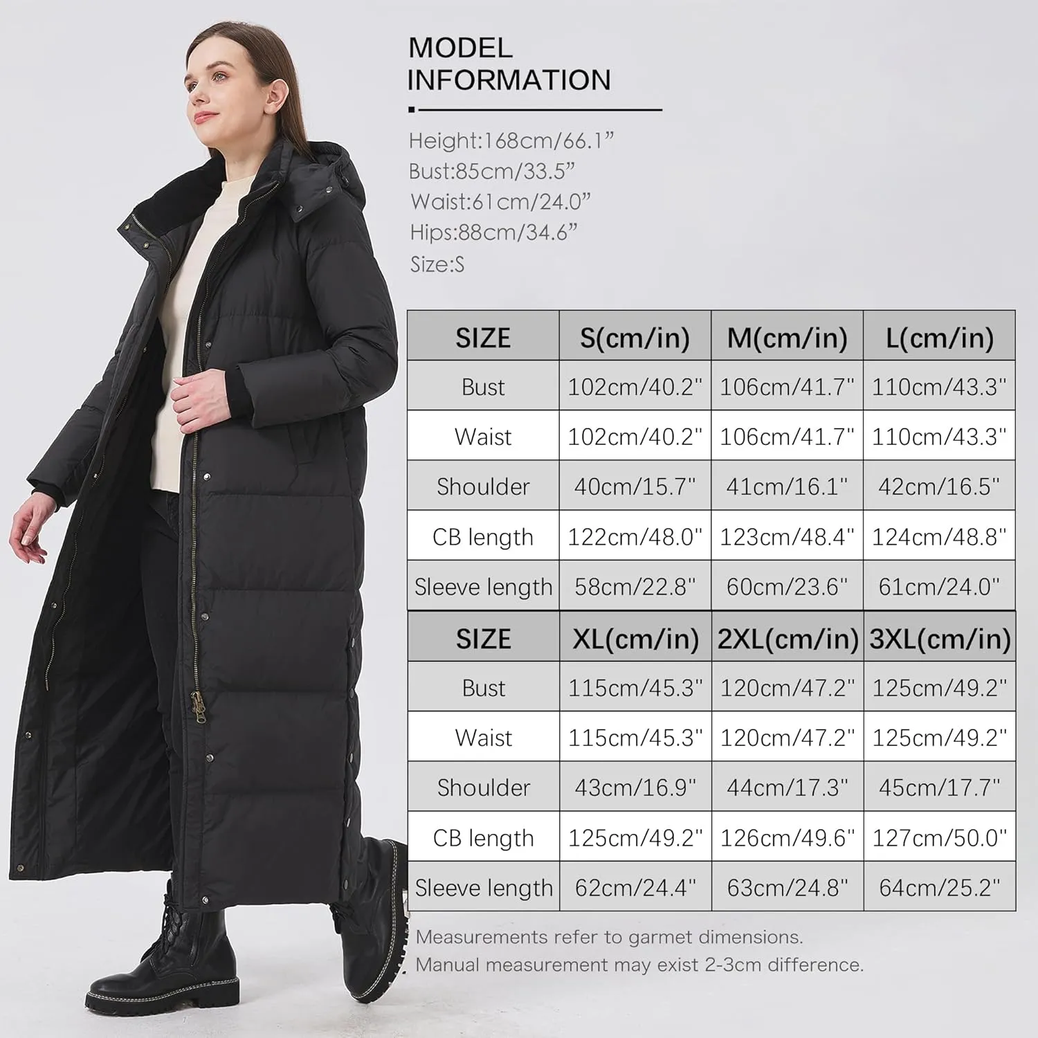Women's Extra Long Thickened Down Jacket with Thermal Lining,Full Length Winter Puffer Down Coat with Hem Slit