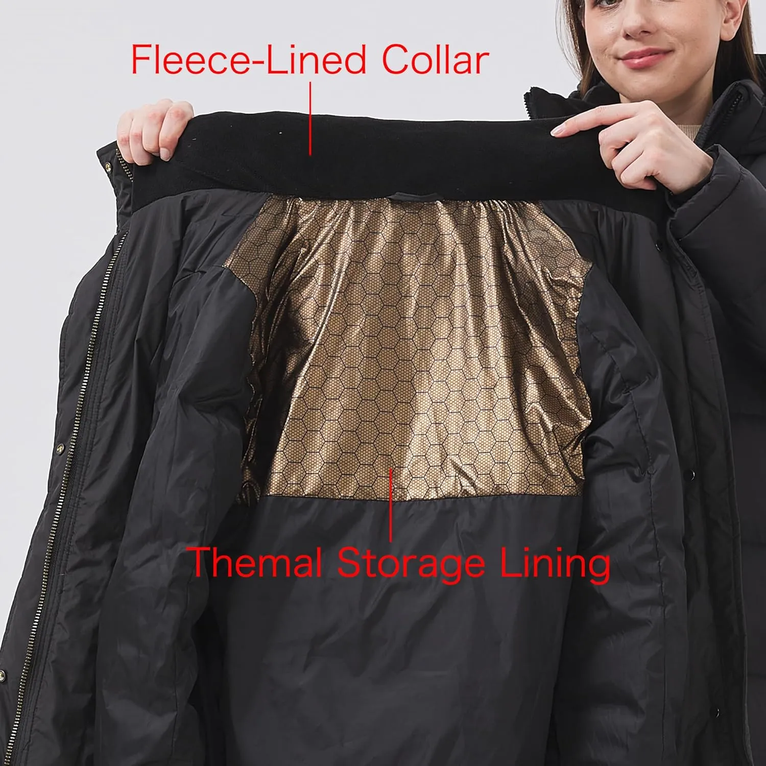 Women's Extra Long Thickened Down Jacket with Thermal Lining,Full Length Winter Puffer Down Coat with Hem Slit