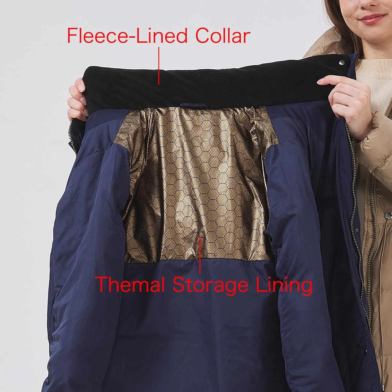 Women's Extra Long Thickened Down Jacket with Thermal Lining,Full Length Winter Puffer Down Coat with Hem Slit