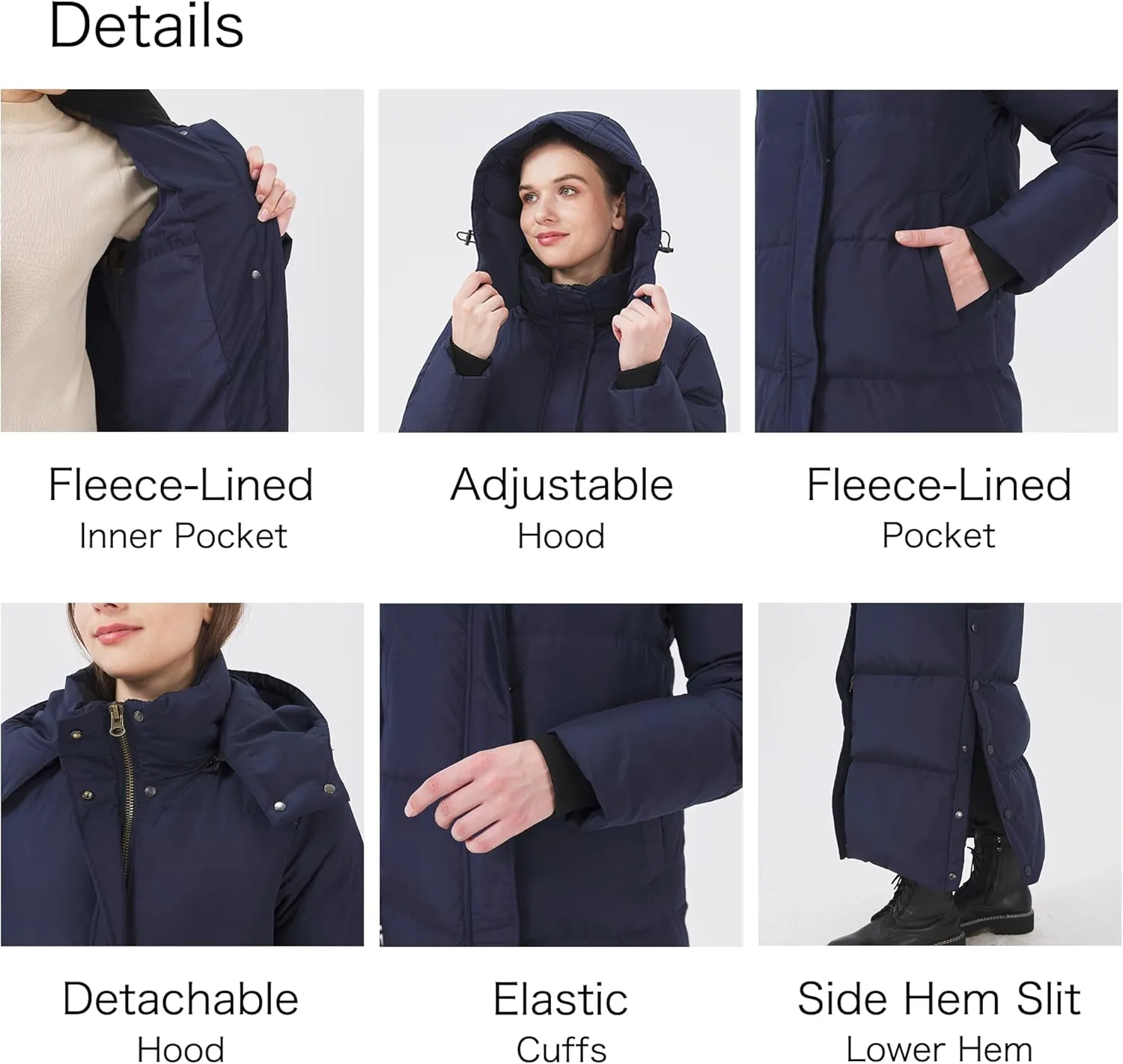 Women's Extra Long Thickened Down Jacket with Thermal Lining,Full Length Winter Puffer Down Coat with Hem Slit