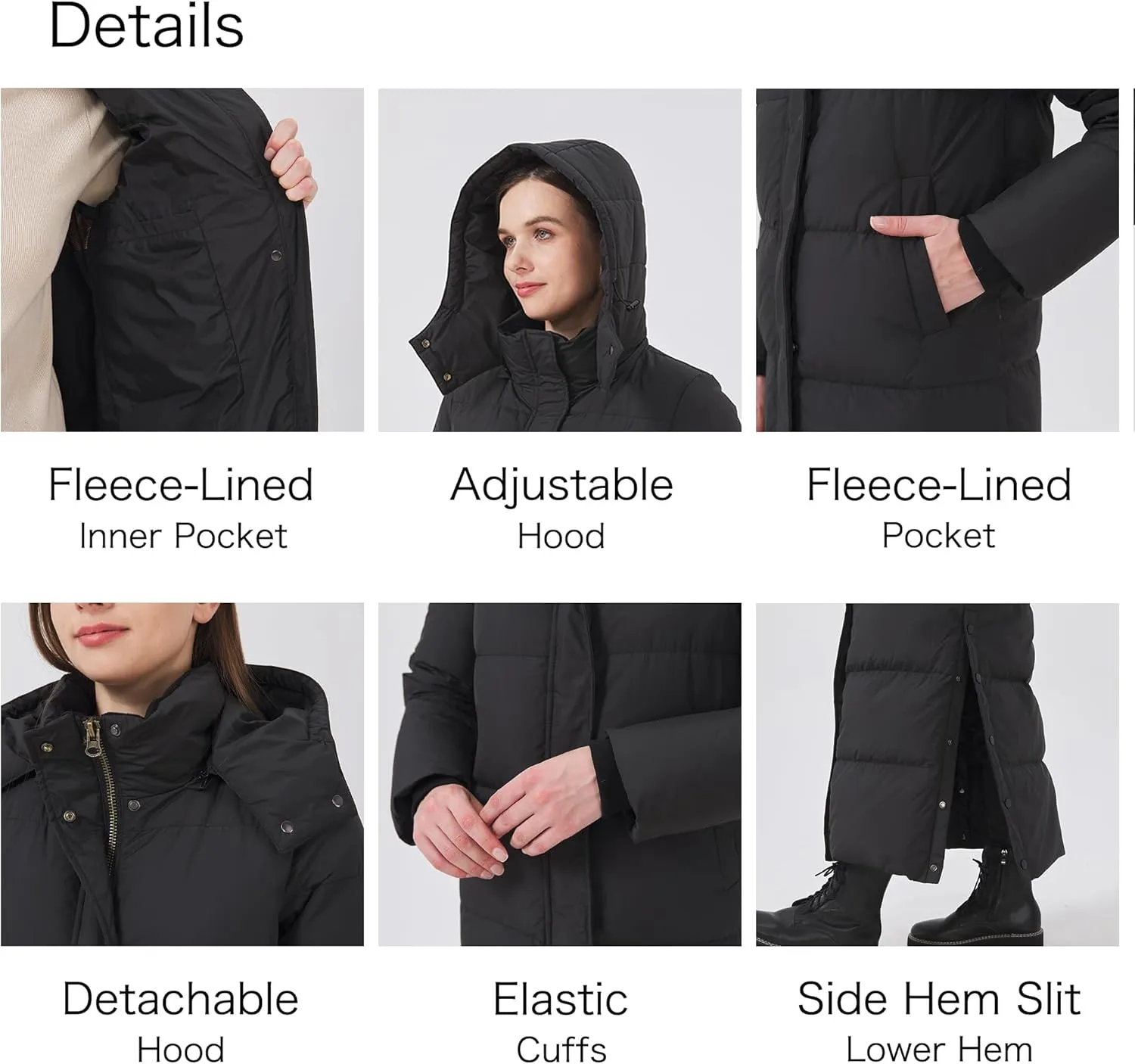 Women's Extra Long Thickened Down Jacket with Thermal Lining,Full Length Winter Puffer Down Coat with Hem Slit