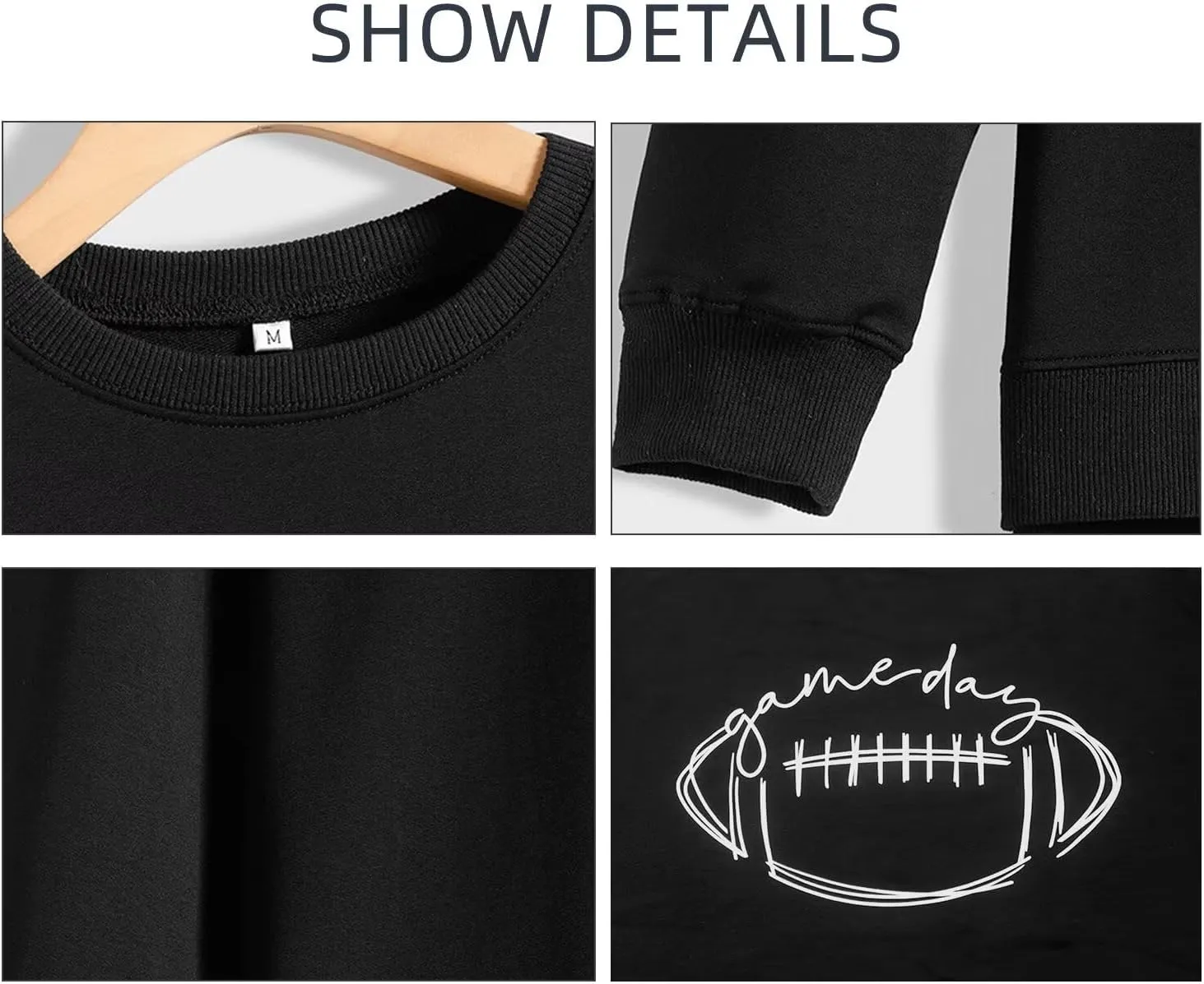 Womens Game Day Sweatshirt Outfits Football Mom Shirts Long Sleeve Crewneck Football Season Shirts Top