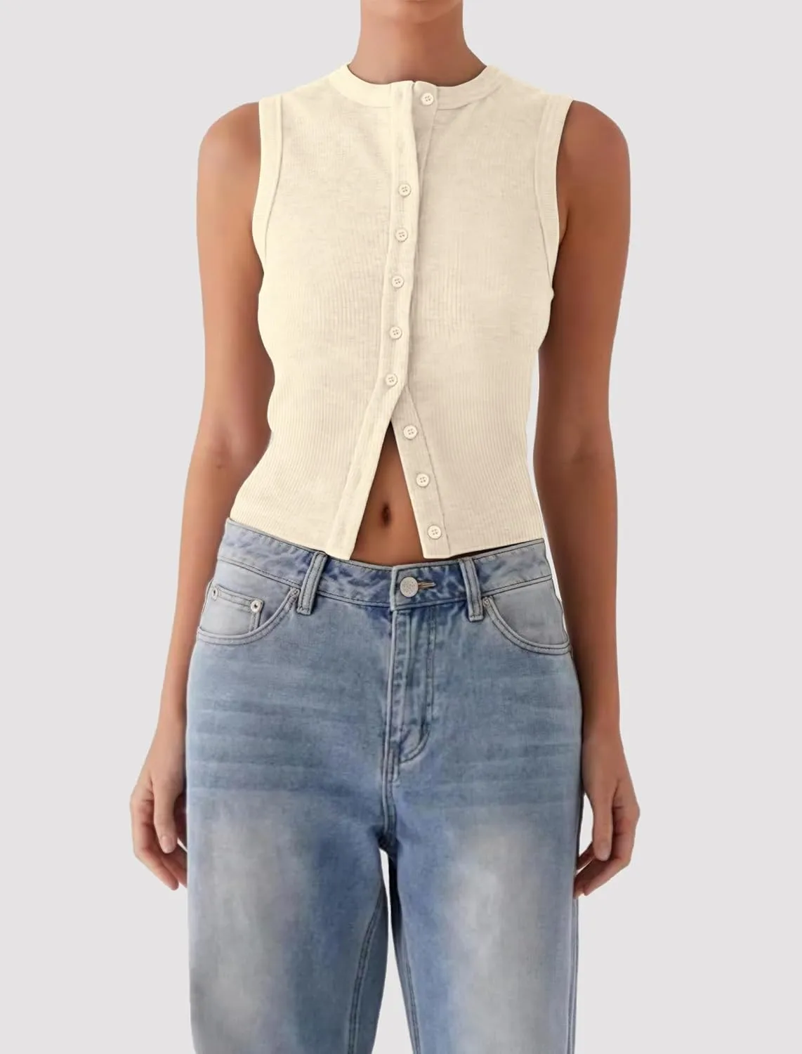 Womens Going Out Tops Summer Spring Ribbed Tank Sexy Crop Cute Y2K Button Down T Shirts Fashion Clothes 2025