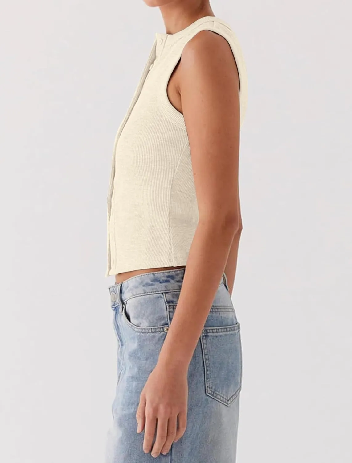Womens Going Out Tops Summer Spring Ribbed Tank Sexy Crop Cute Y2K Button Down T Shirts Fashion Clothes 2025