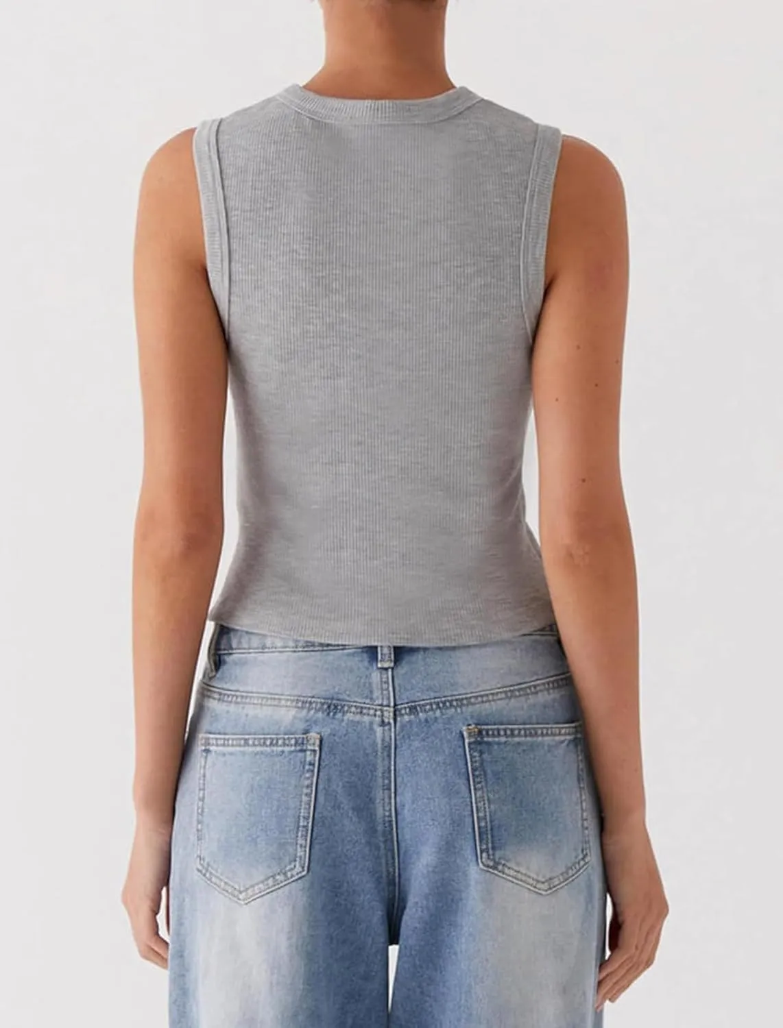 Womens Going Out Tops Summer Spring Ribbed Tank Sexy Crop Cute Y2K Button Down T Shirts Fashion Clothes 2025
