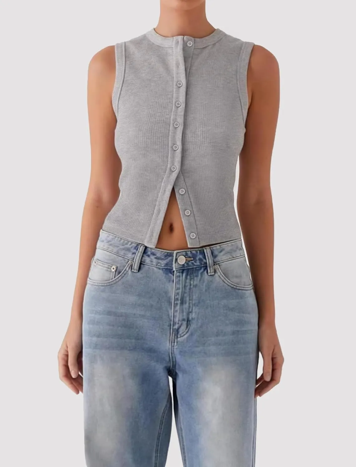 Womens Going Out Tops Summer Spring Ribbed Tank Sexy Crop Cute Y2K Button Down T Shirts Fashion Clothes 2025