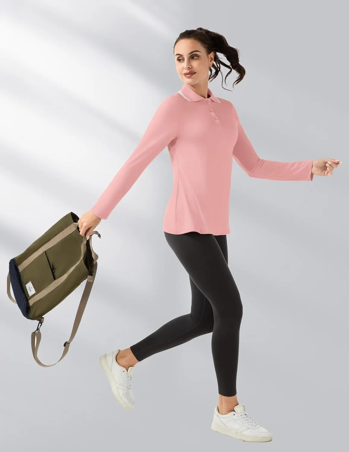 Women's Golf Polo Shirts Long Sleeve Workout Tops UPF 50  Sun Protection Quick Dry Lightweight Active Tennis Shirts