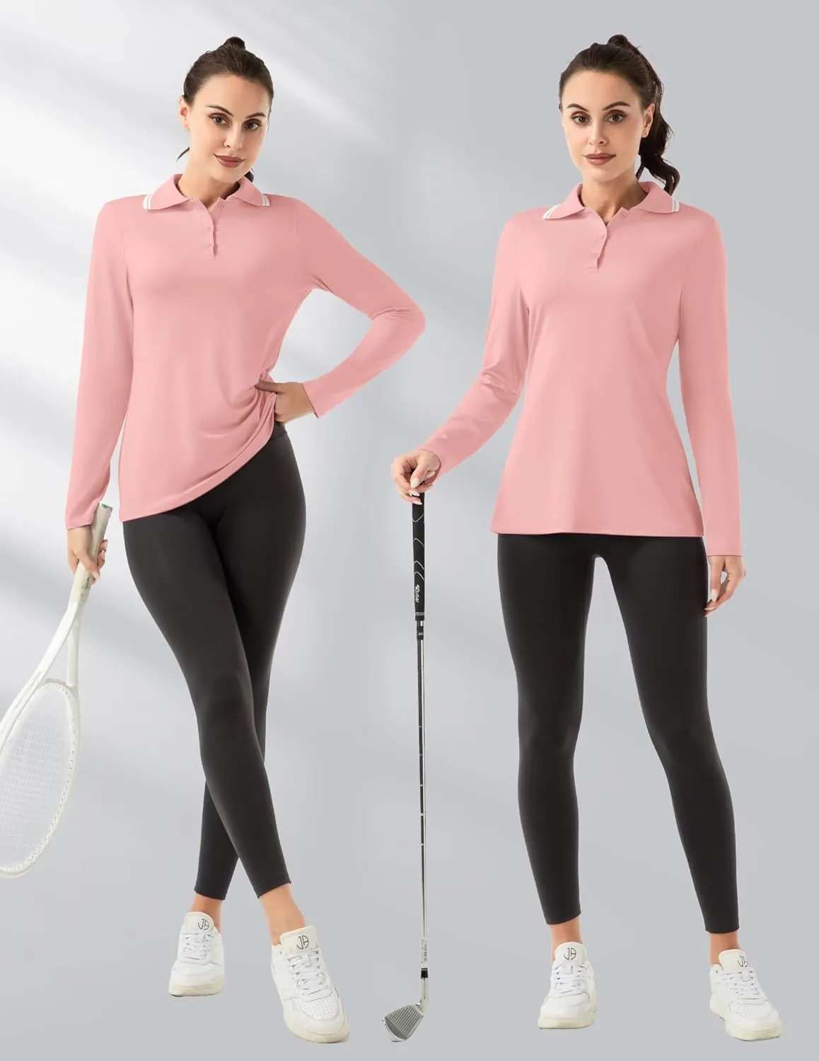Women's Golf Polo Shirts Long Sleeve Workout Tops UPF 50  Sun Protection Quick Dry Lightweight Active Tennis Shirts