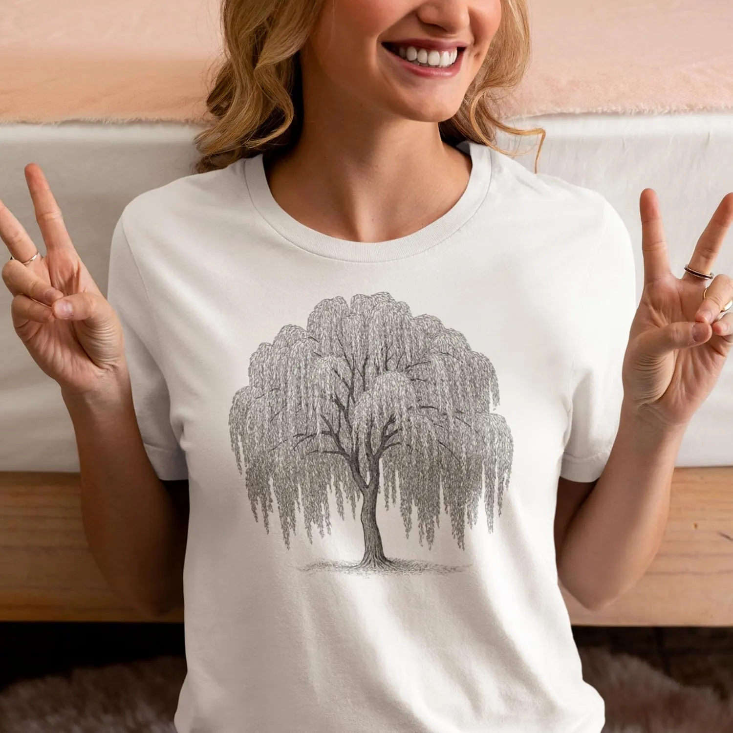 Women's Graphic Tee -The Resilient Willow Tree - 100% Organic Full Coverage Crop Top Cotton T-Shirt