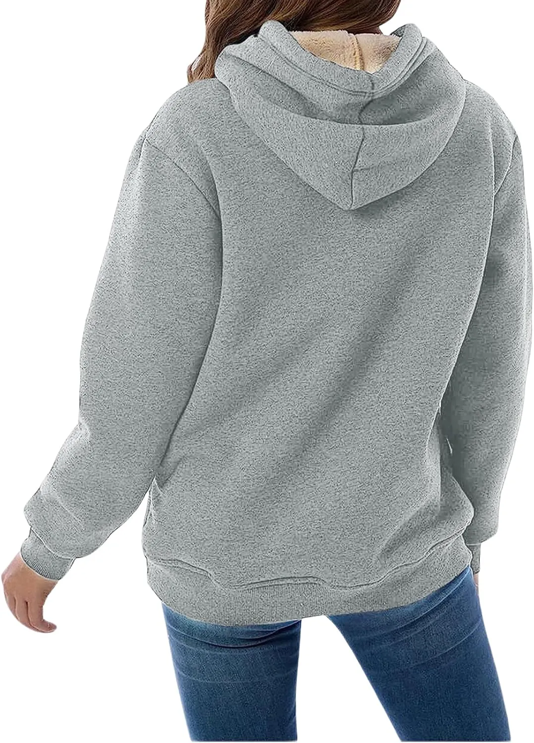 Womens Hoodies Winter Warm Sherpa Lined Sweatshirts Casual Thick Long Sleeve Pullover Hooded Sweatshirt Tops