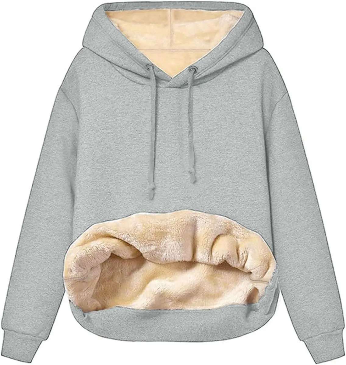 Womens Hoodies Winter Warm Sherpa Lined Sweatshirts Casual Thick Long Sleeve Pullover Hooded Sweatshirt Tops