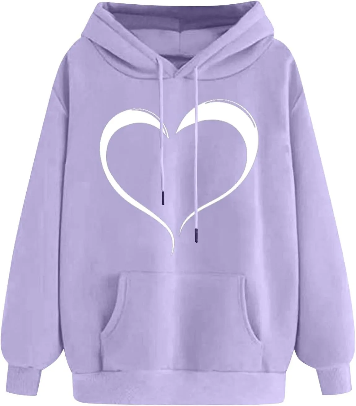 Womens Oversized Hoodies Cute Heart Printed Funny Teen Girls Hooded Sweatshirts Casual Baggy Pullover Tops for Outing