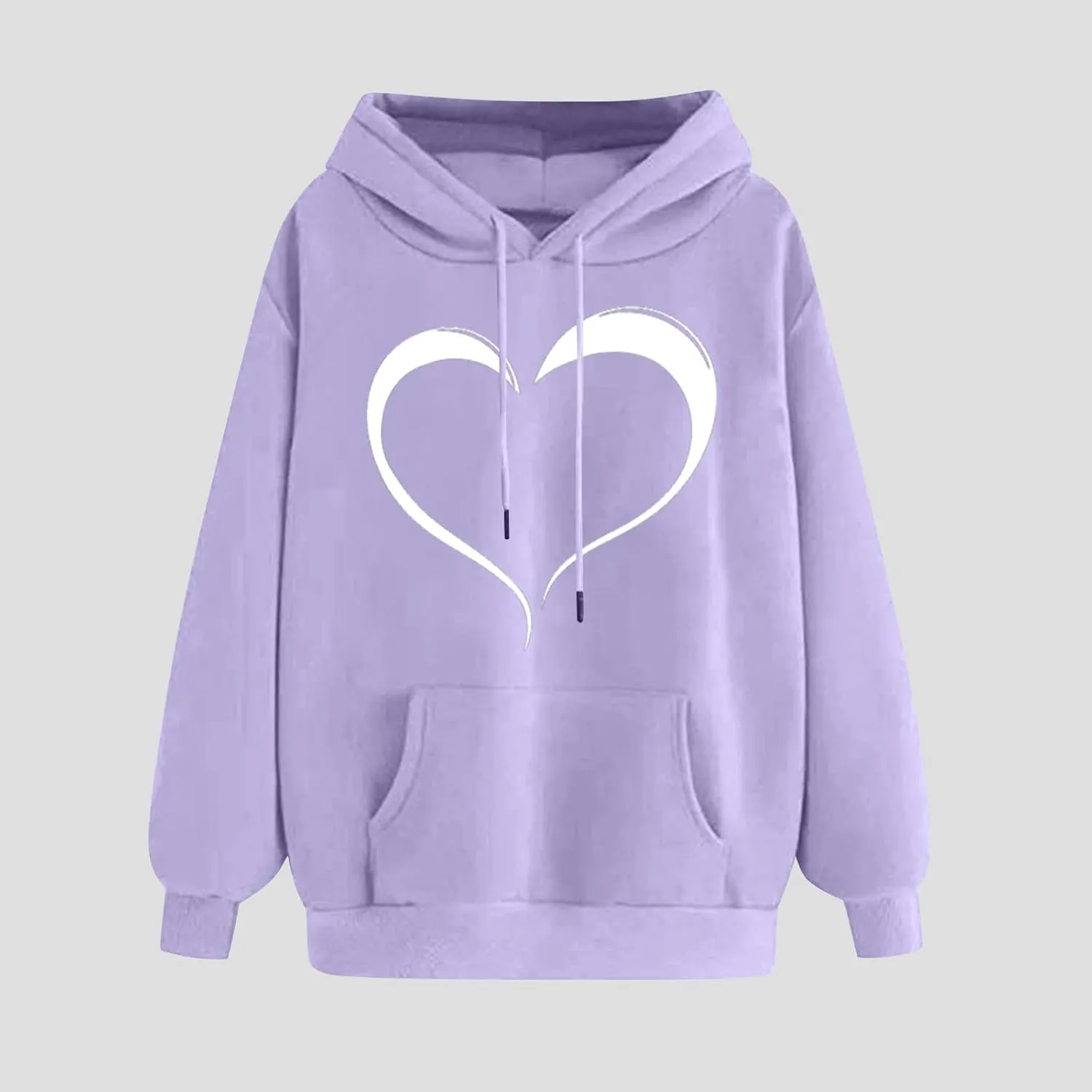 Womens Oversized Hoodies Cute Heart Printed Funny Teen Girls Hooded Sweatshirts Casual Baggy Pullover Tops for Outing