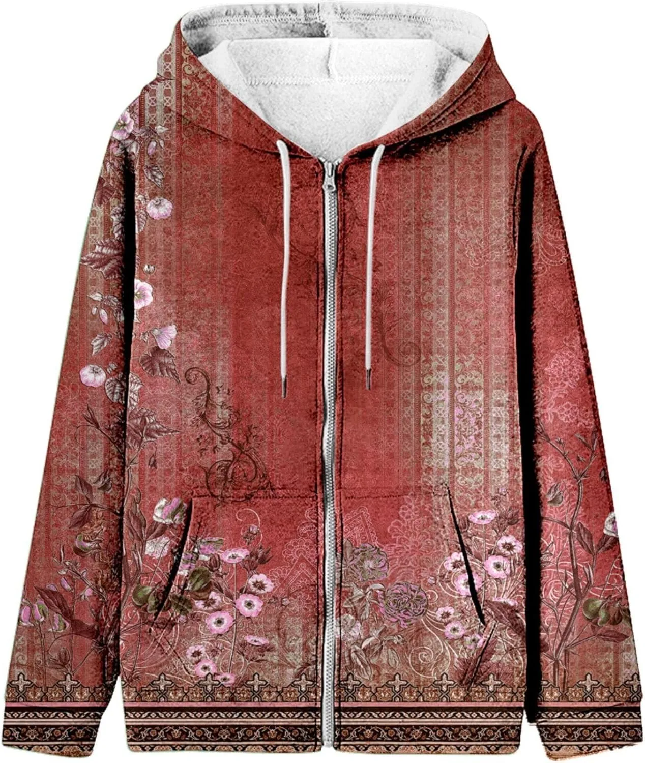 Women's Oversized Hoodies Full Zip Up Long Sleeve Sweatshirts Casual Cute Drawstring Jackets Coat with Pockets 2024