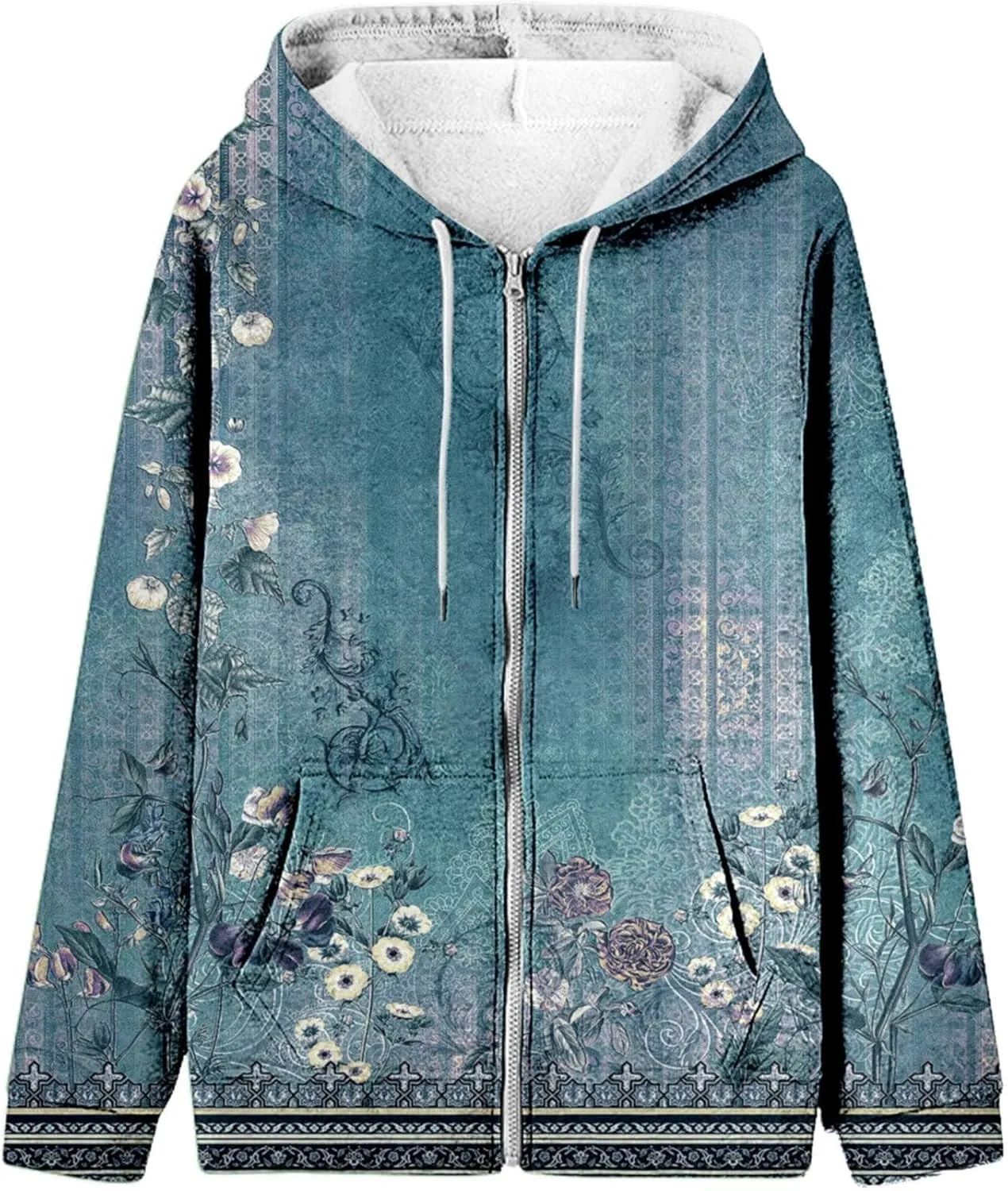 Women's Oversized Hoodies Full Zip Up Long Sleeve Sweatshirts Casual Cute Drawstring Jackets Coat with Pockets 2024
