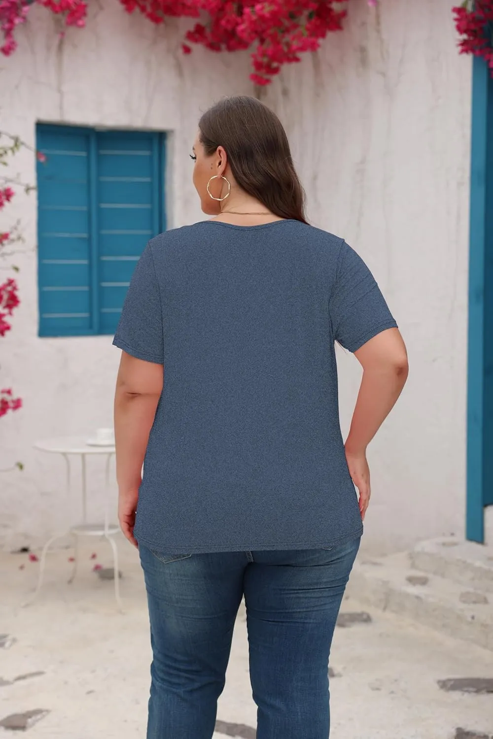 Women's Plus Size Scoop Neck Short Sleeve T Shirts Blouses Tops Basic Ladies Loose Fit T Shirt