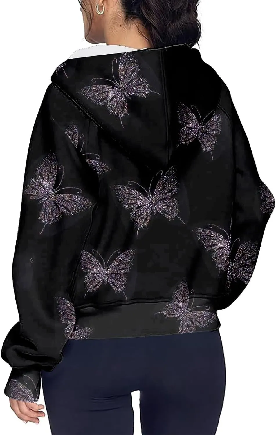 Womens Plus Size Sweatshirt Full Zipper Long Sleeve Coats Thumb Hole Zip Up Hoodie Solid Color Pullover with Pockets