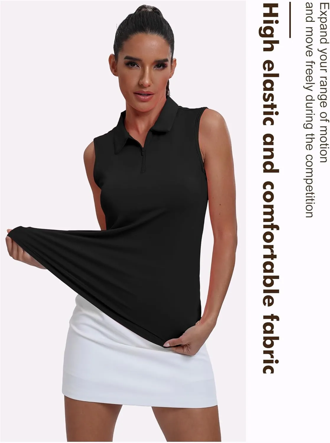 Womens Polo Shirts Athletic Golf Tennis Tanks Top Casual Sleeveless V Neck Quick Dry Shirts Workout Tee