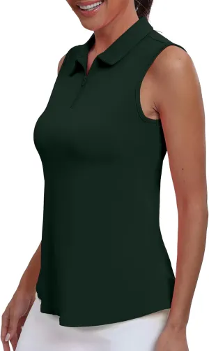 Womens Polo Shirts Athletic Golf Tennis Tanks Top Casual Sleeveless V Neck Quick Dry Shirts Workout Tee