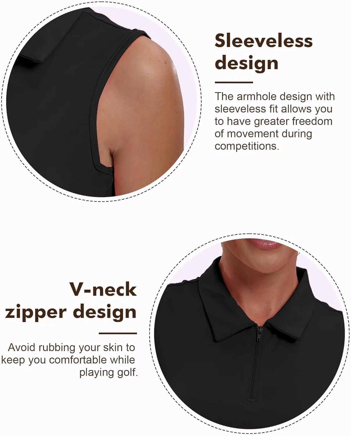 Womens Polo Shirts Athletic Golf Tennis Tanks Top Casual Sleeveless V Neck Quick Dry Shirts Workout Tee