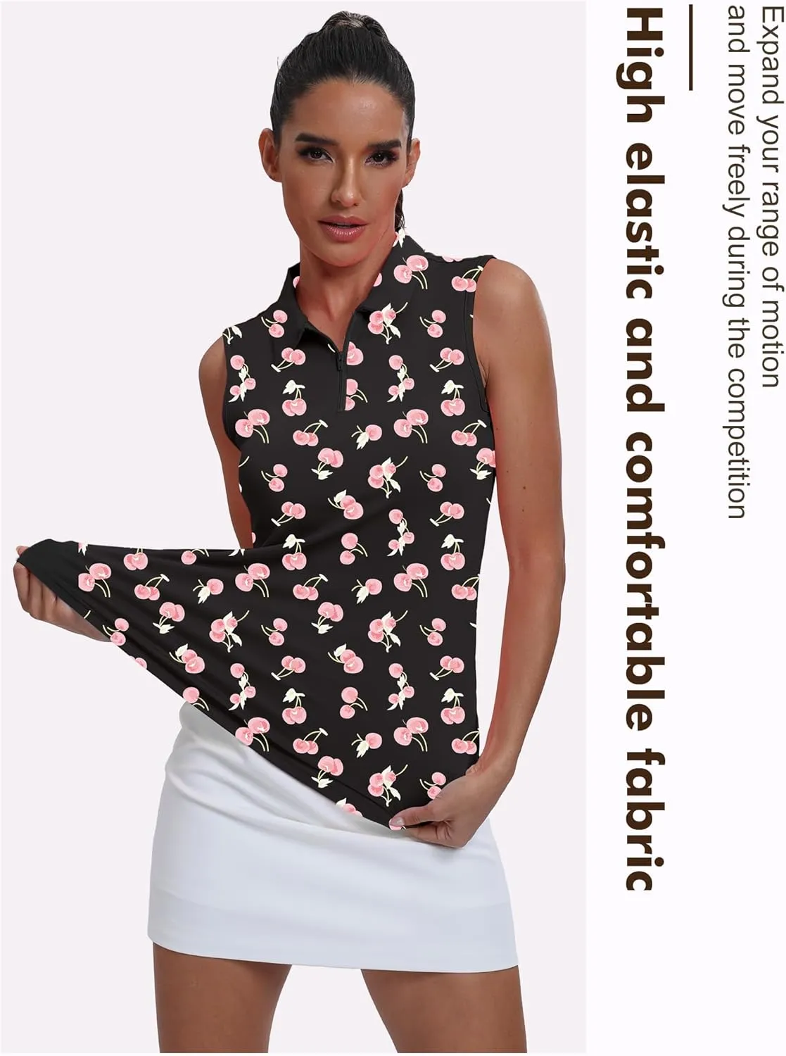 Womens Polo Shirts Athletic Golf Tennis Tanks Top Casual Sleeveless V Neck Quick Dry Shirts Workout Tee