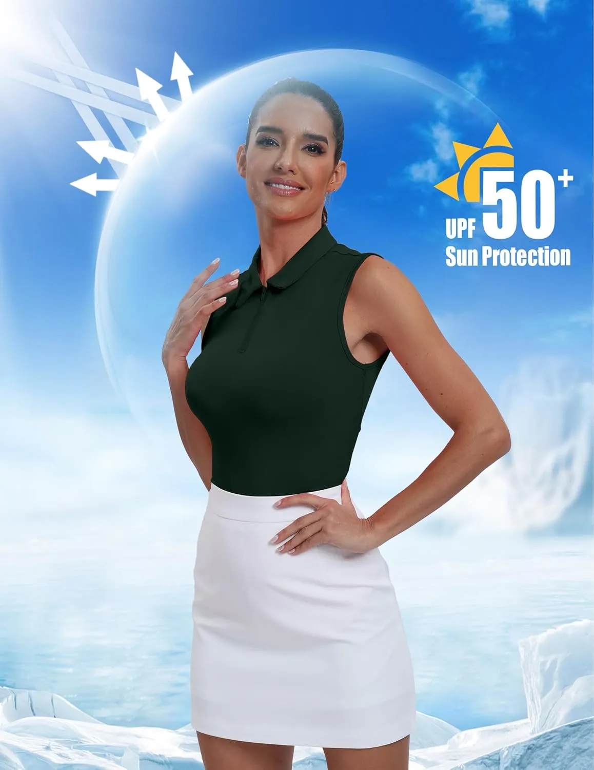 Womens Polo Shirts Athletic Golf Tennis Tanks Top Casual Sleeveless V Neck Quick Dry Shirts Workout Tee
