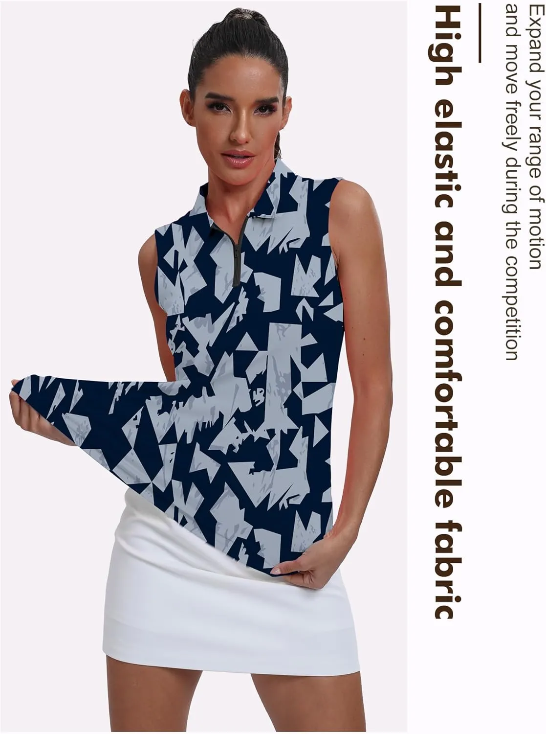 Womens Polo Shirts Athletic Golf Tennis Tanks Top Casual Sleeveless V Neck Quick Dry Shirts Workout Tee