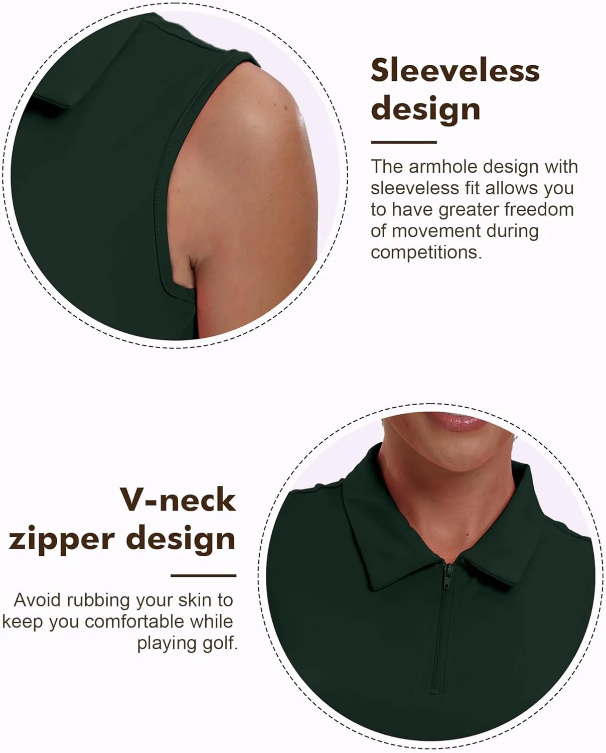 Womens Polo Shirts Athletic Golf Tennis Tanks Top Casual Sleeveless V Neck Quick Dry Shirts Workout Tee