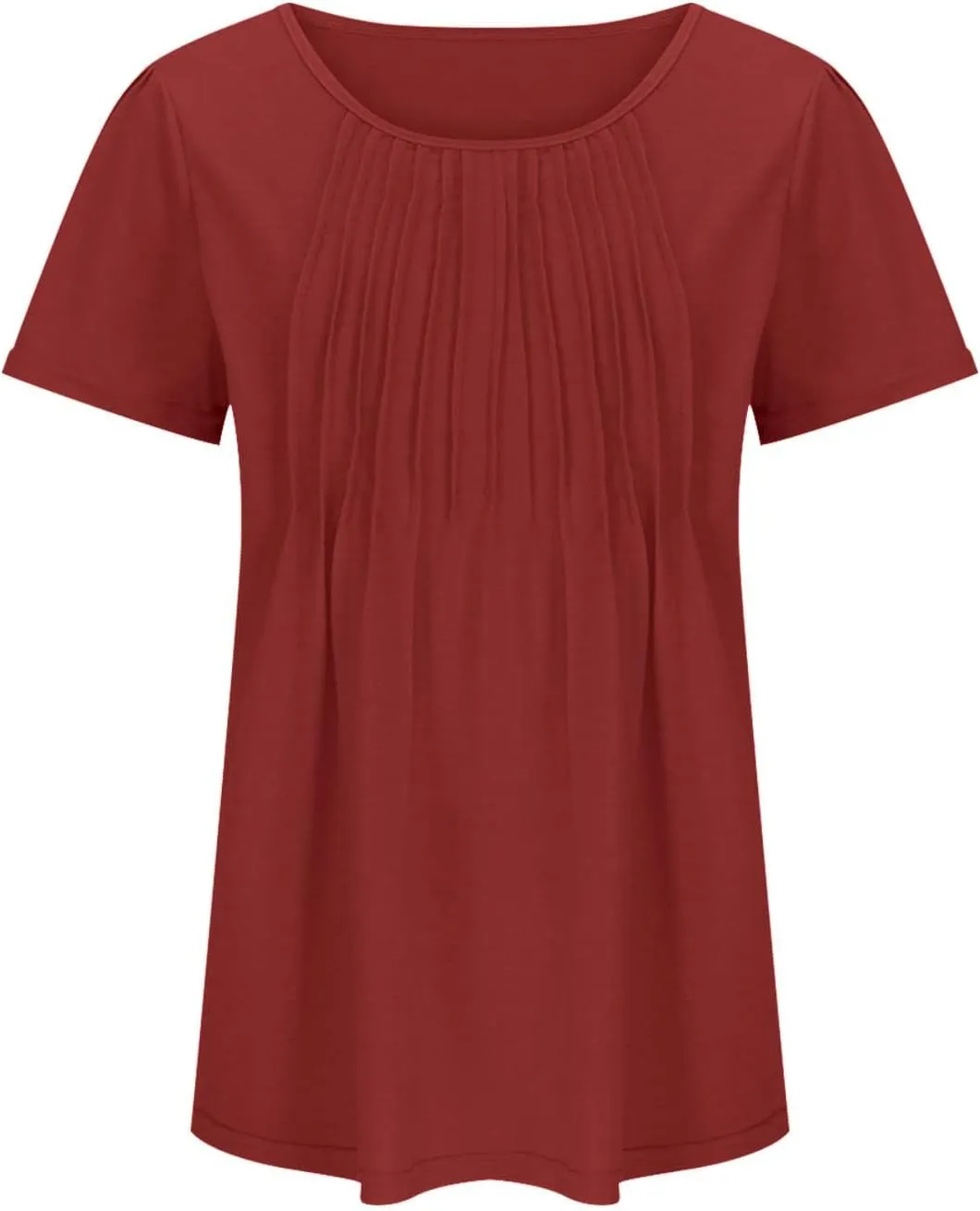 Womens Short Sleeve Crew Neck Pleated Shirts Summer Casual Trendy Vintage T-Shirts Lightweight Going Out Blouses