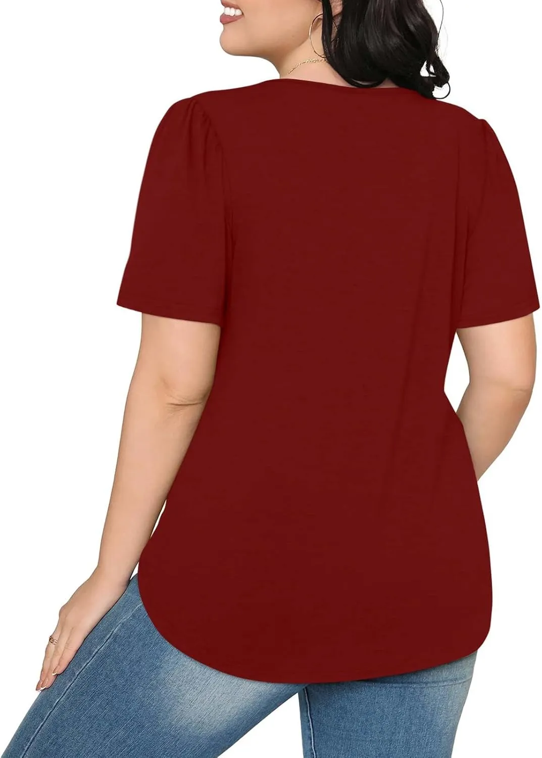 Womens Short Sleeve Crew Neck Pleated Shirts Summer Casual Trendy Vintage T-Shirts Lightweight Going Out Blouses
