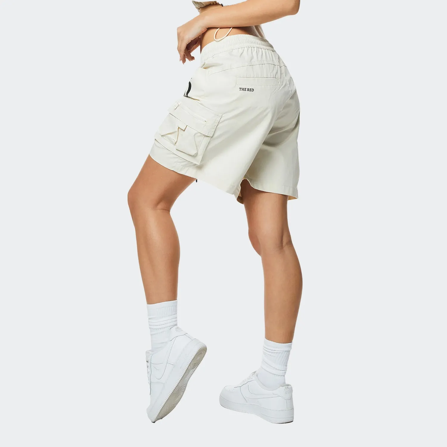 Women's Smoke Rise Red Utility Slouched Shorts Oatmeal