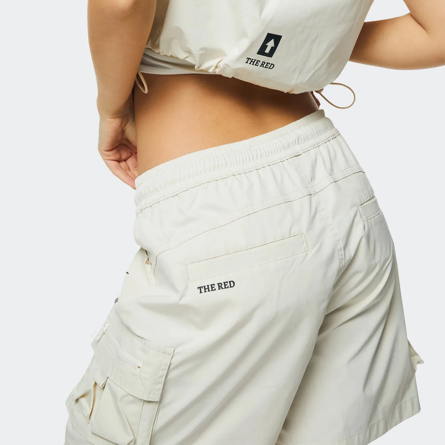 Women's Smoke Rise Red Utility Slouched Shorts Oatmeal