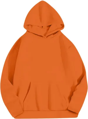 Womens Solid Fleece Hooded Sweatshirts Oversized Casual Fall Winter Pullover Hoodies 2024 Baggy Long Sleeve Tops 2024