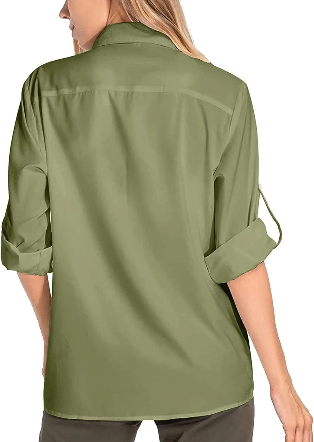Women's UPF 50 Long Sleeve UV Sun Protection Safari Shirts Outdoor Quick Dry Sun Shirt Fishing Hiking Travel Shirts