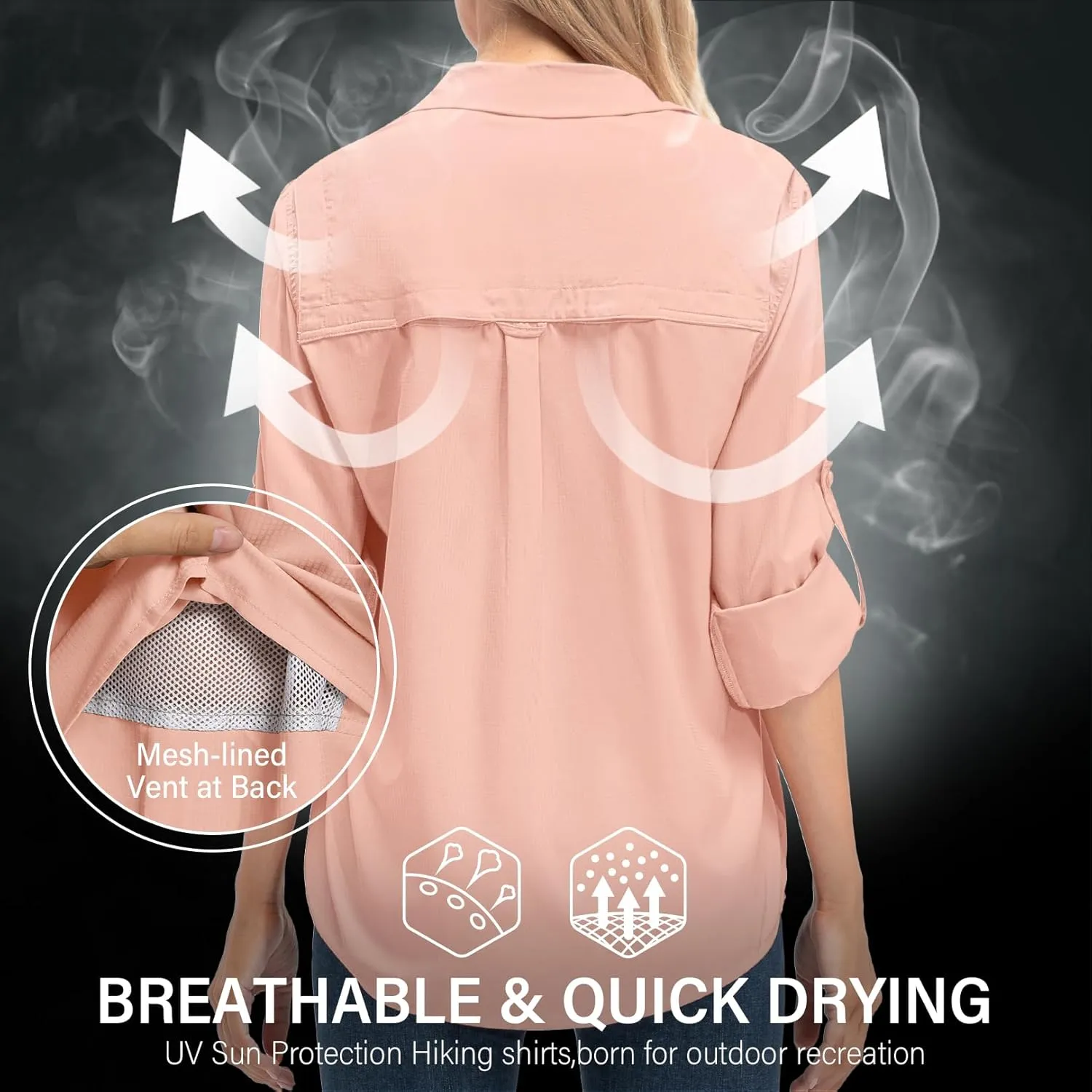 Women's UPF 50  UV Sun Protection Long Sleeve Safari Shirts Outdoor Quick Dry Fishing Hiking Travel Shirts