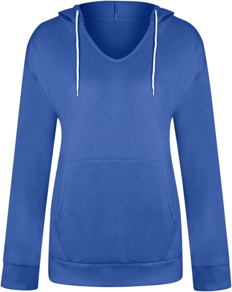 Womens V Neck Hoodie Tops 2025 Fall Casual Long Sleeve Pullover Solid Color Oversized Sweatshirt with Pocket