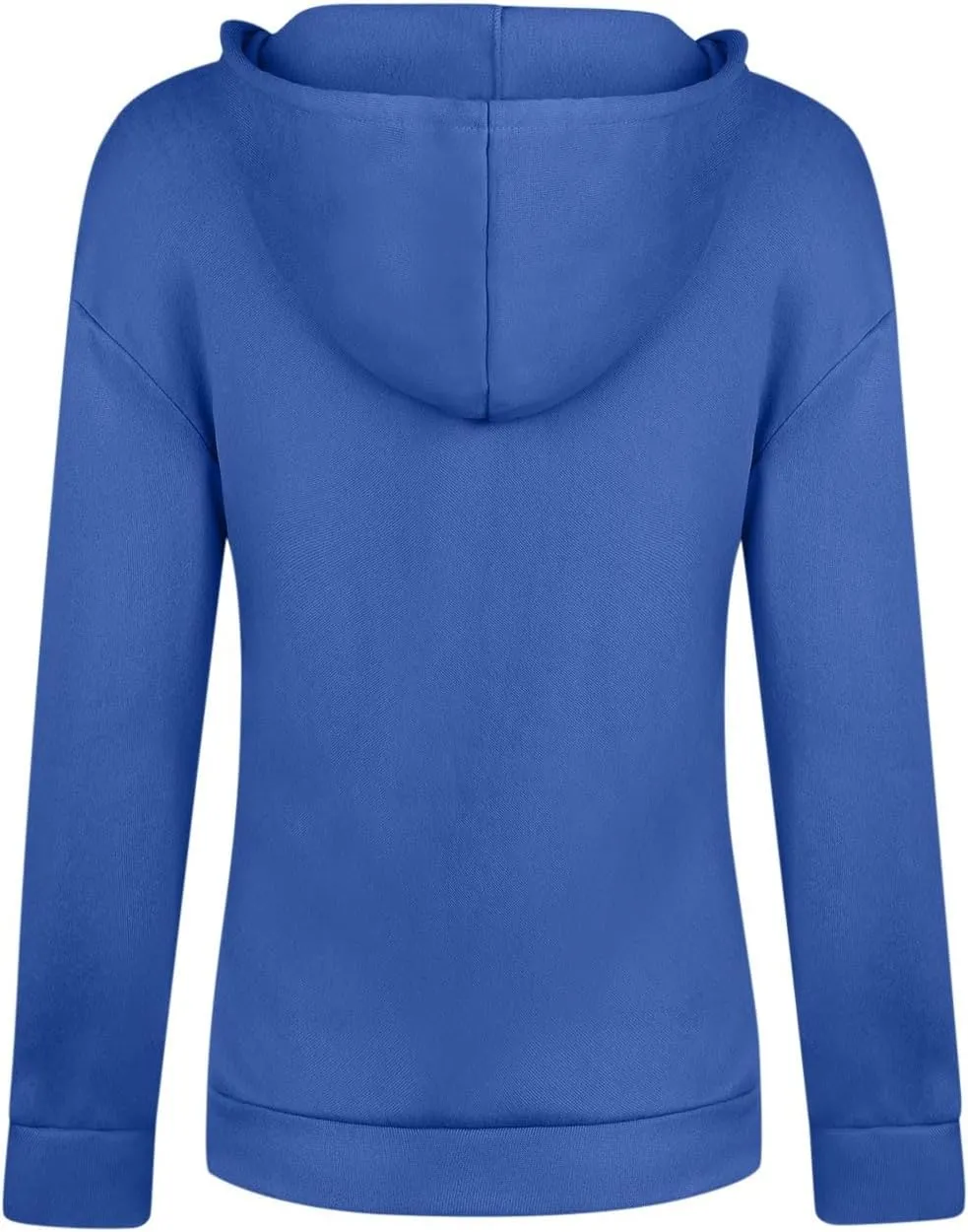 Womens V Neck Hoodie Tops 2025 Fall Casual Long Sleeve Pullover Solid Color Oversized Sweatshirt with Pocket