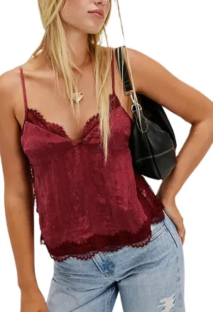 Womens Y2K V Neck Camisole Sexy Spaghetti Strap Lace Trim Going Out Tops Summer Basics Tank Tops Streetwear